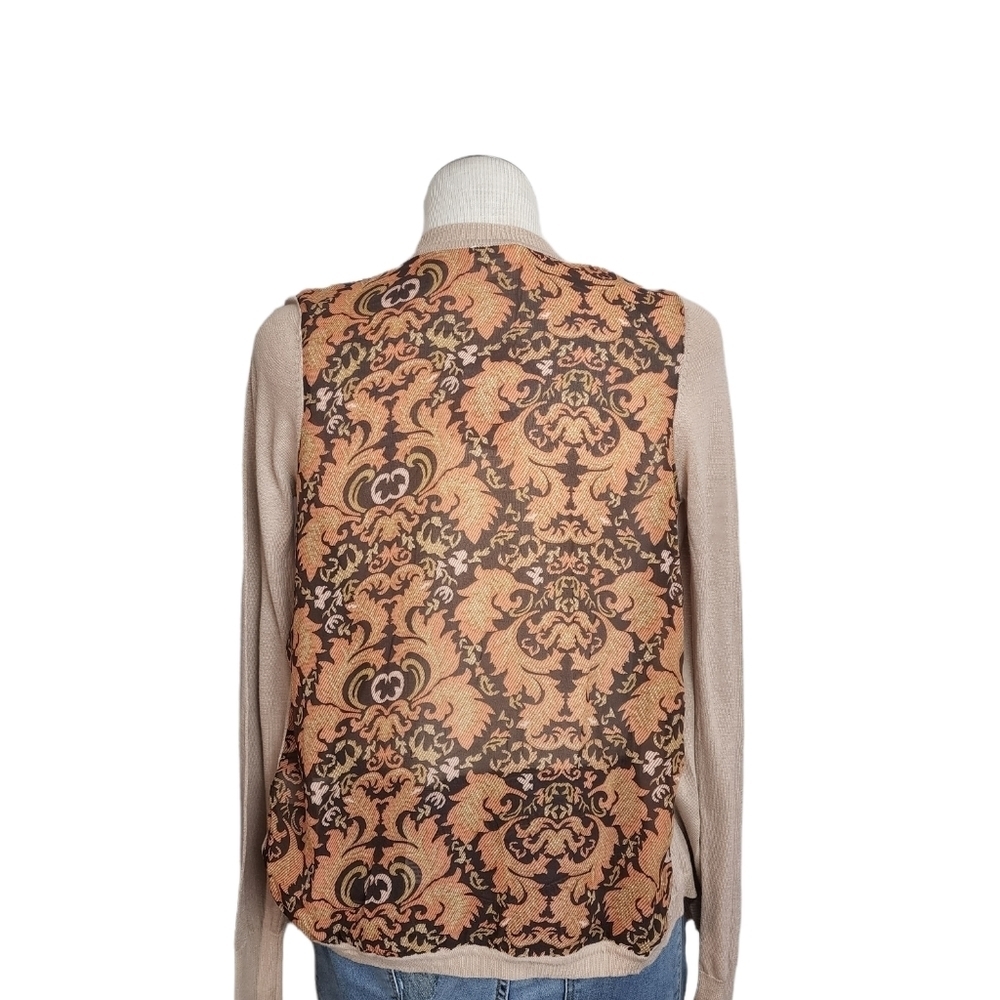 Hem & Thread Cream Color Sheer Back Open Front Cardigan Size S NWT